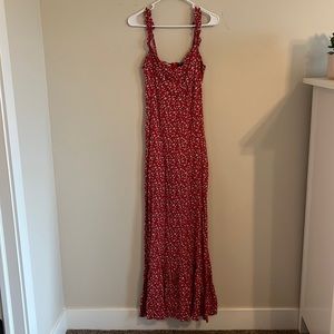 Vici maxi red and white floral dress.